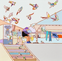 Wolne ptaki (pod Mostem Świętokrzyskim), 115x115 cm, olej na płótnie, 2023zmn.jpg