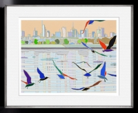 Warszawski pejzaż z ptakami_rama czarna srebrna wkładka.jpg